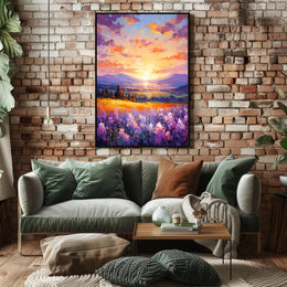 Vibrant Sunset Over Fields Poster