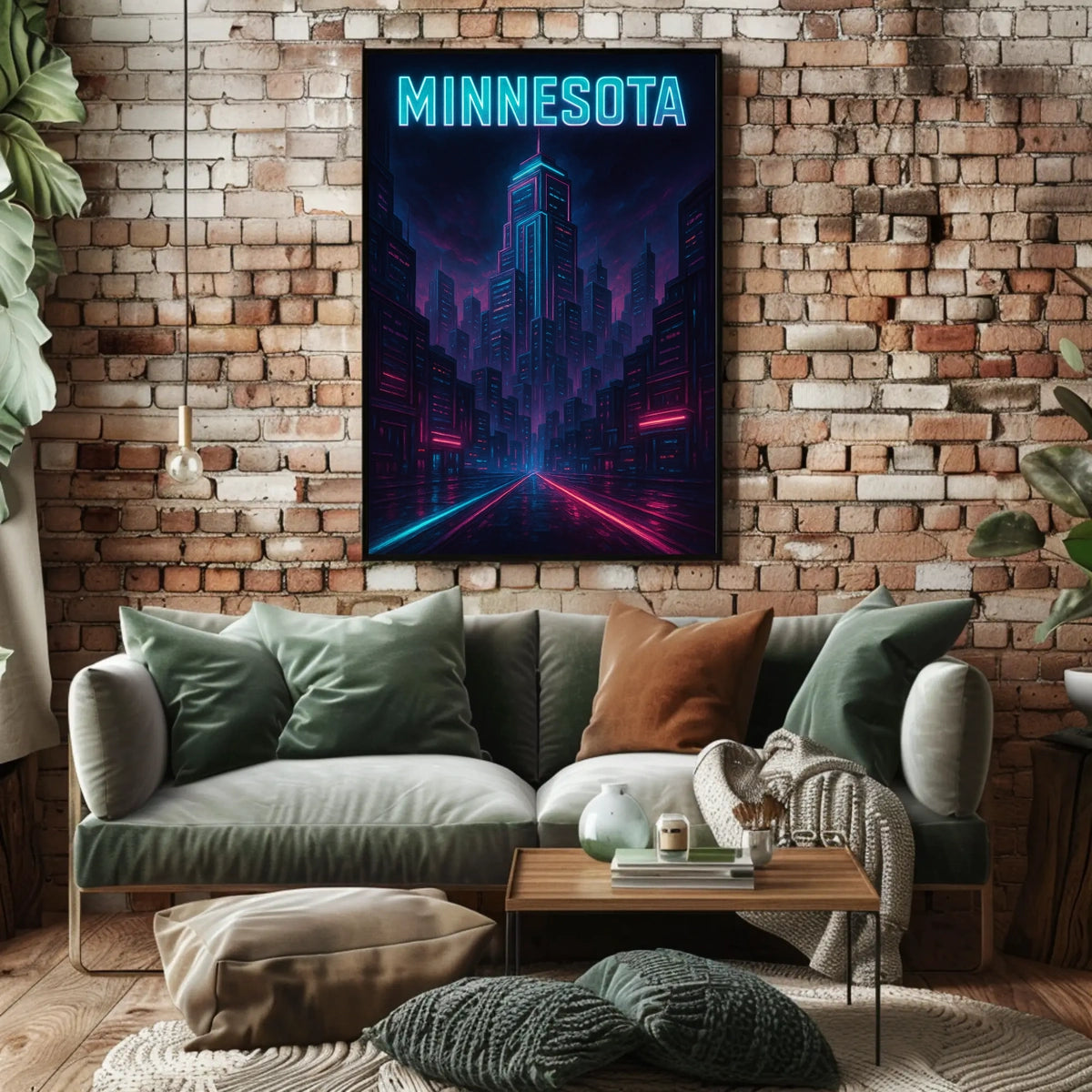 Neon Minnesota Skyline Poster