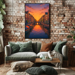 Sunset Over the Canal Poster PosterGoat