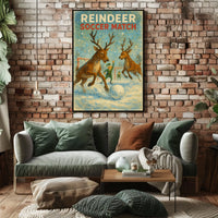 Reindeer Soccer Match: Whimsical Holiday Poster Art