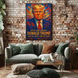Trump Visionary Patriotism Red Blue Impressionism Poster