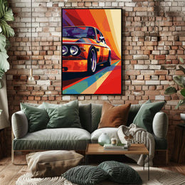 Classic Car Pop Art Poster in Vibrant Illustration PosterGoat