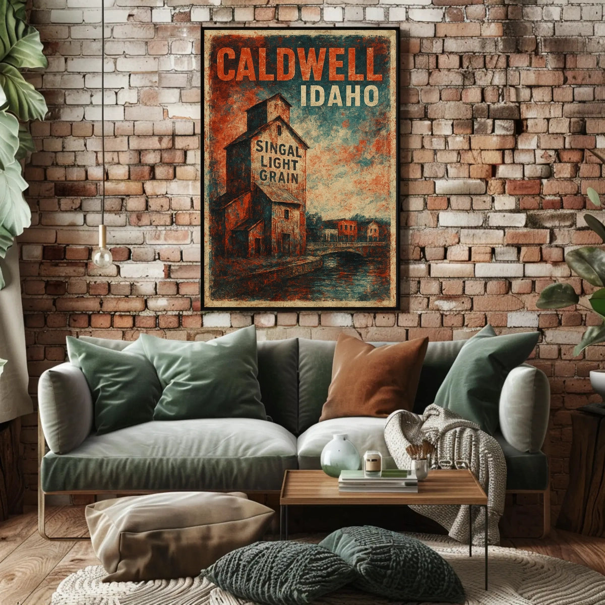 Caldwell Idaho Singal Light Grain Vintage Wanderlust Poster