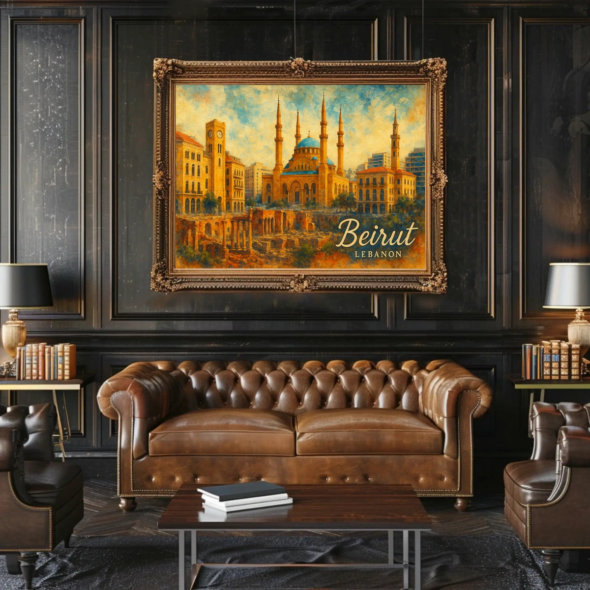 Beirut Cityscape Lebanon Iconic Skyline Travel Art Realism Digital Painting Heritage Poster