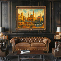 Beirut Cityscape Lebanon Iconic Skyline Travel Art Realism Digital Painting Heritage Poster