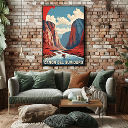 Sumidero Canyon Adventure Vintage Travel Poster