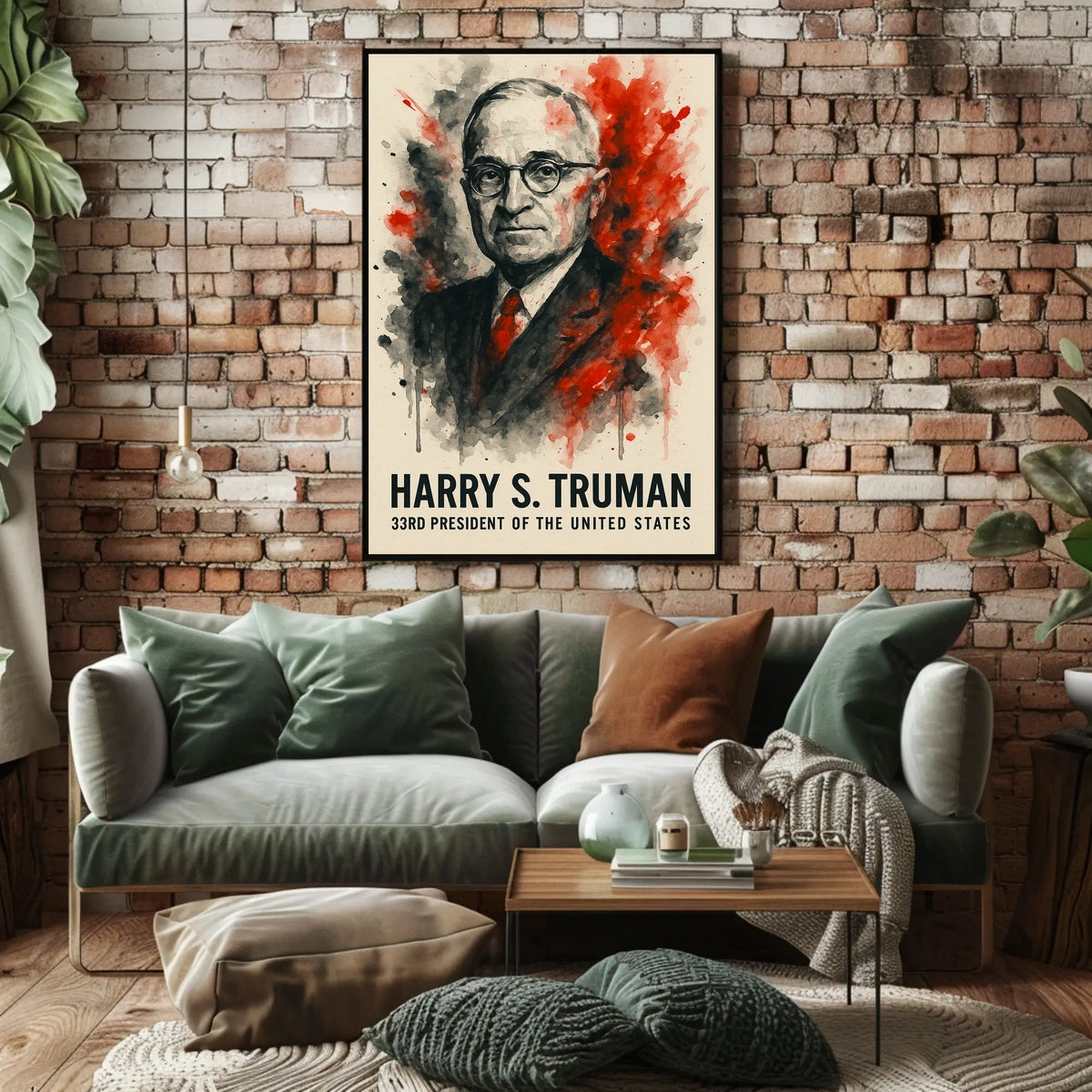 Harry S. Truman Watercolor Historical Presidential Poster