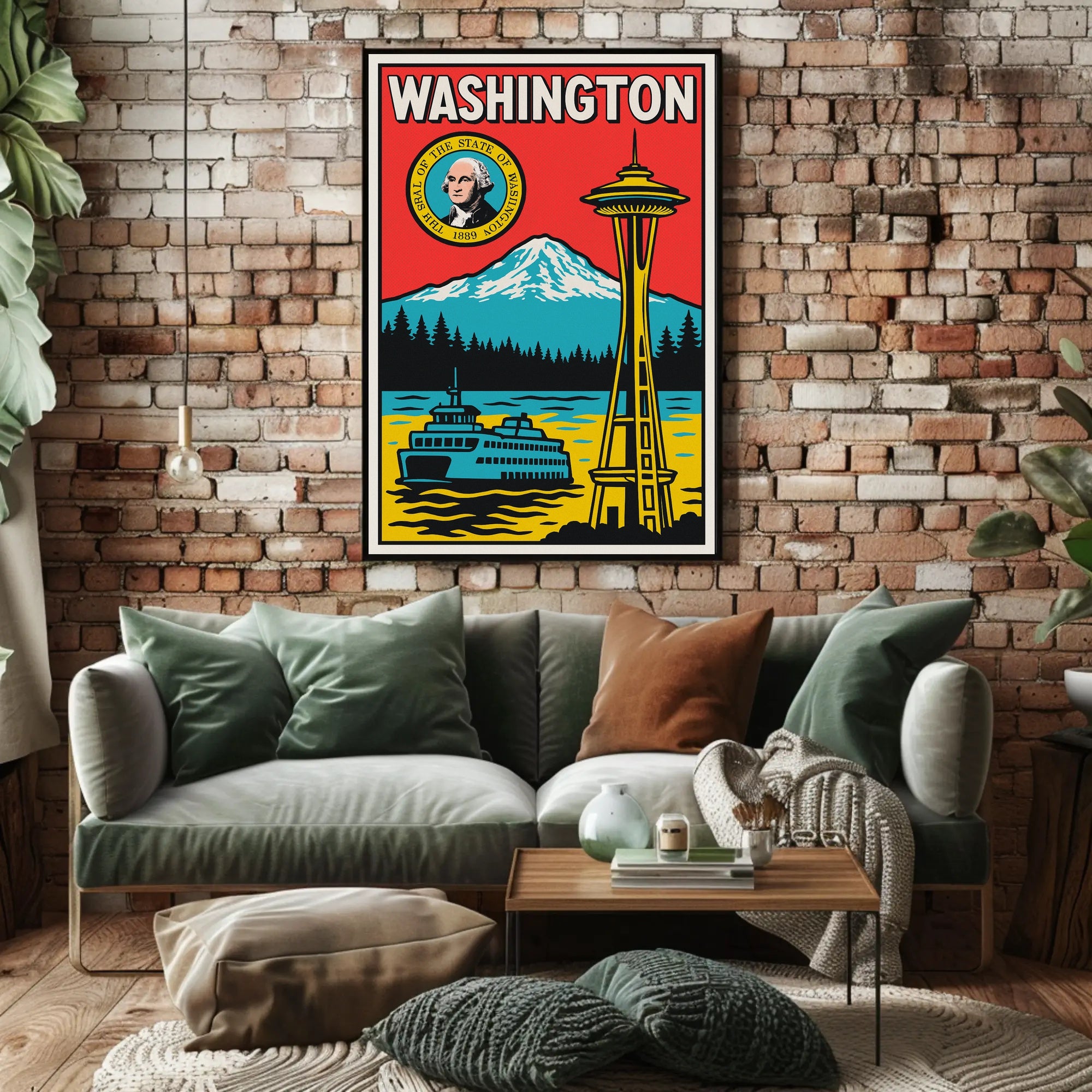 Washington State Landmarks Poster PosterGoat