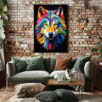 Vibrant Wolf Portrait Poster PosterGoat
