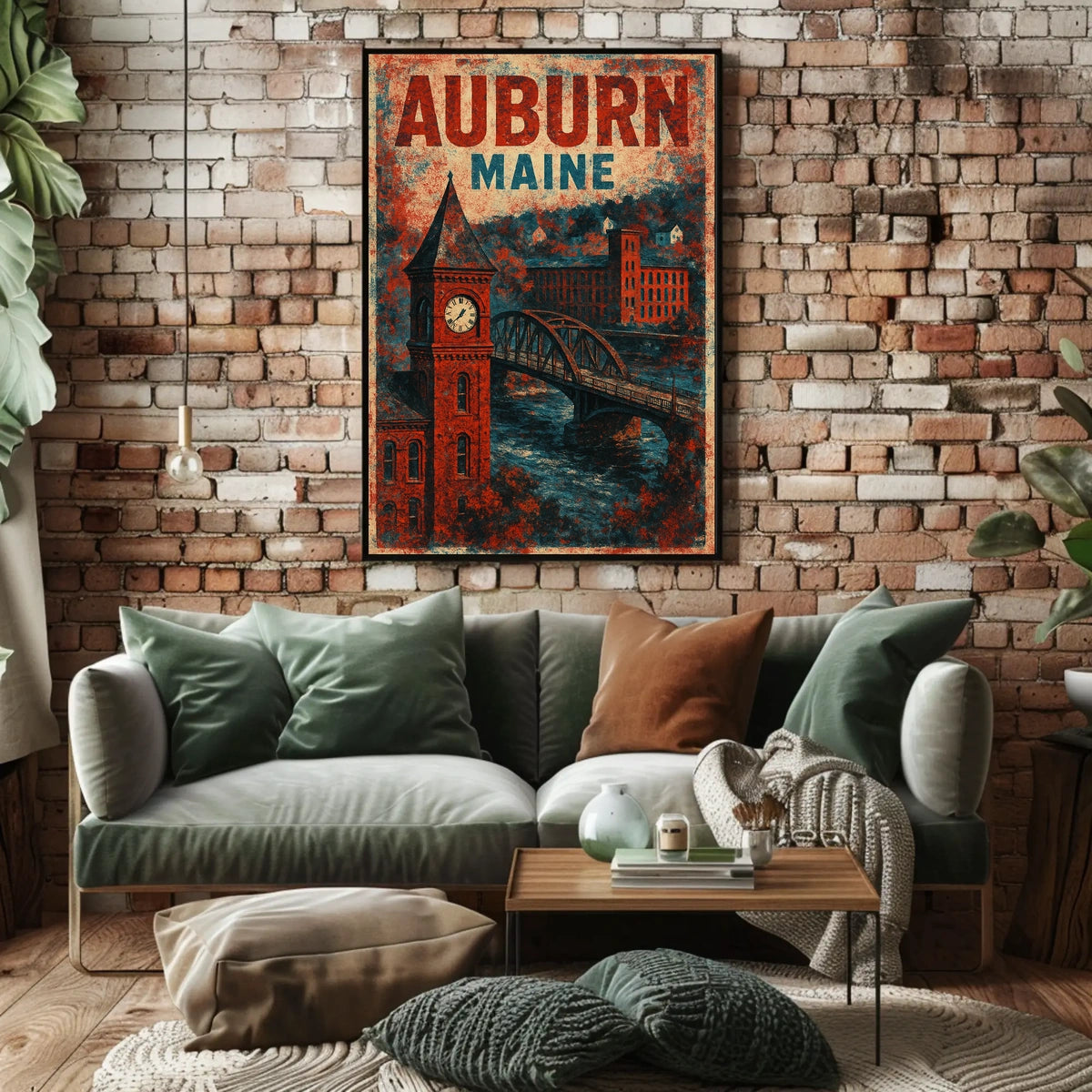 Auburn, Maine Vintage Travel Vintage Poster