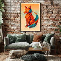 Geometric Fox With Headphones Poster
