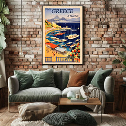 Visit Greece: Discover Athens Majestic Harbor Travel Poster