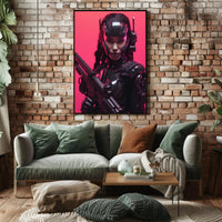 Cybernetic Warrior in Futuristic Sci-Fi Poster