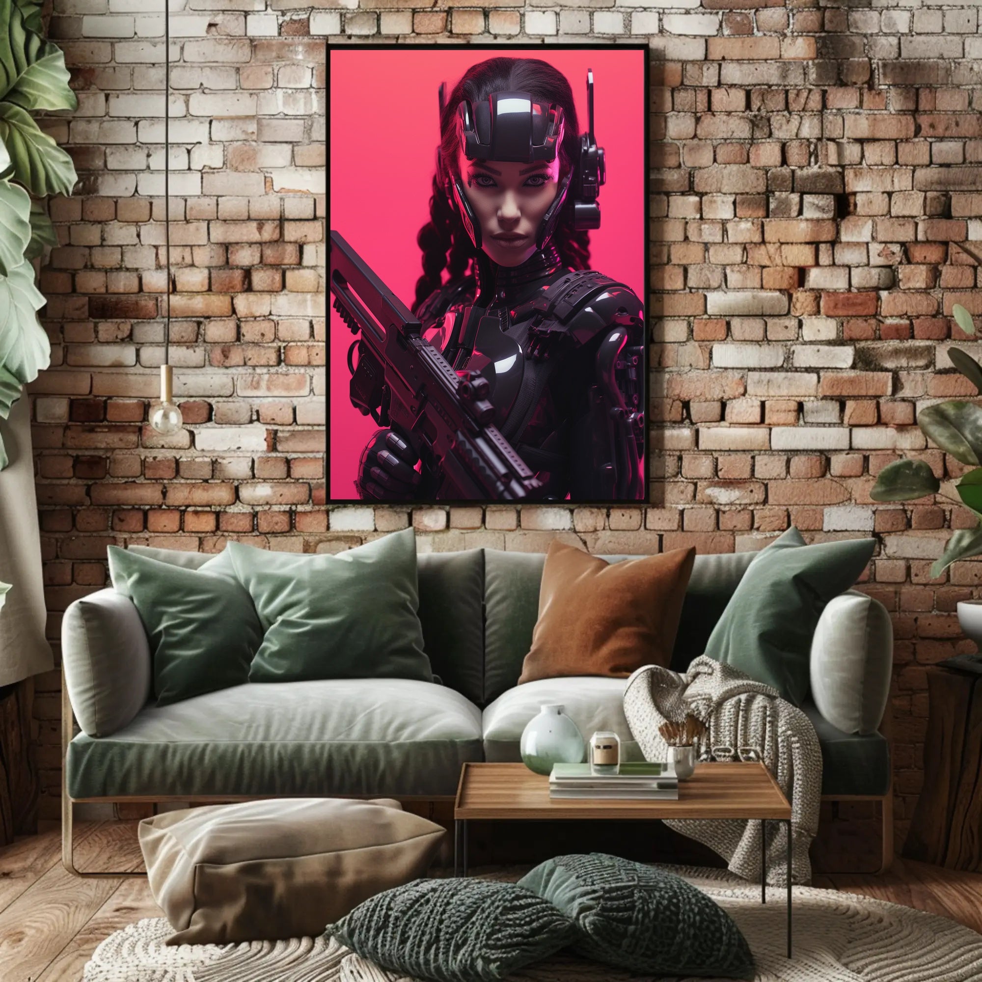 Cybernetic Warrior in Futuristic Sci-Fi Poster