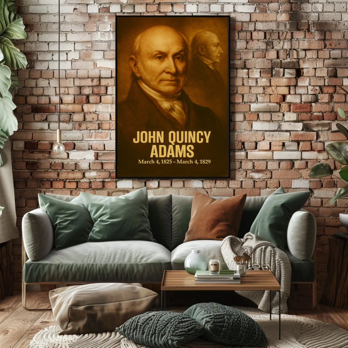 John Quincy Adams Poster Vintage Analog Film Aesthetic Presidential Portrait Wall Art Historical