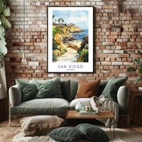 Scenic San Diego Coastline Poster PosterGoat
