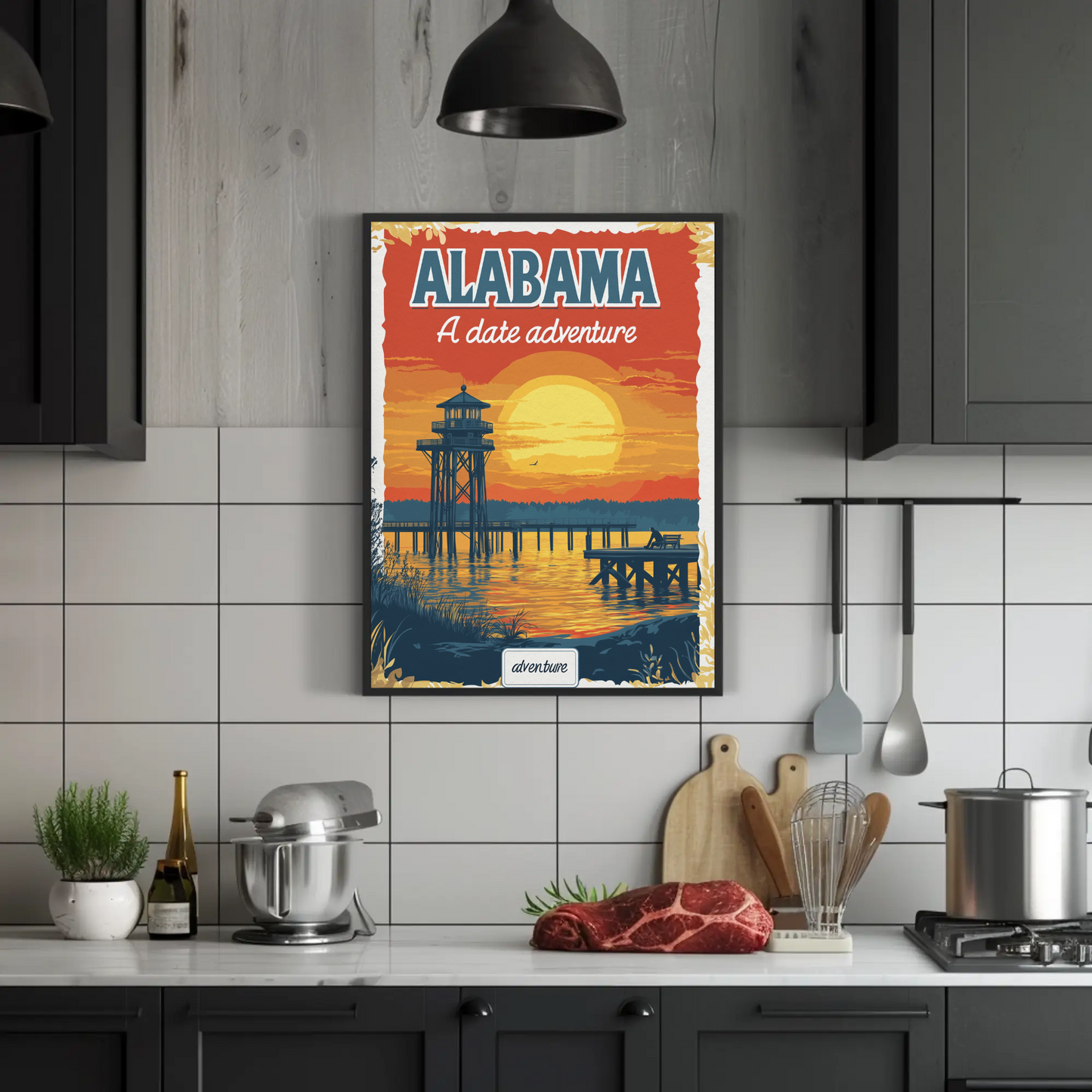 Alabama: A Date Adventure Vintage Travel Poster