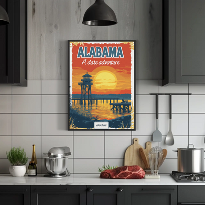 Alabama: A Date Adventure Vintage Travel Poster