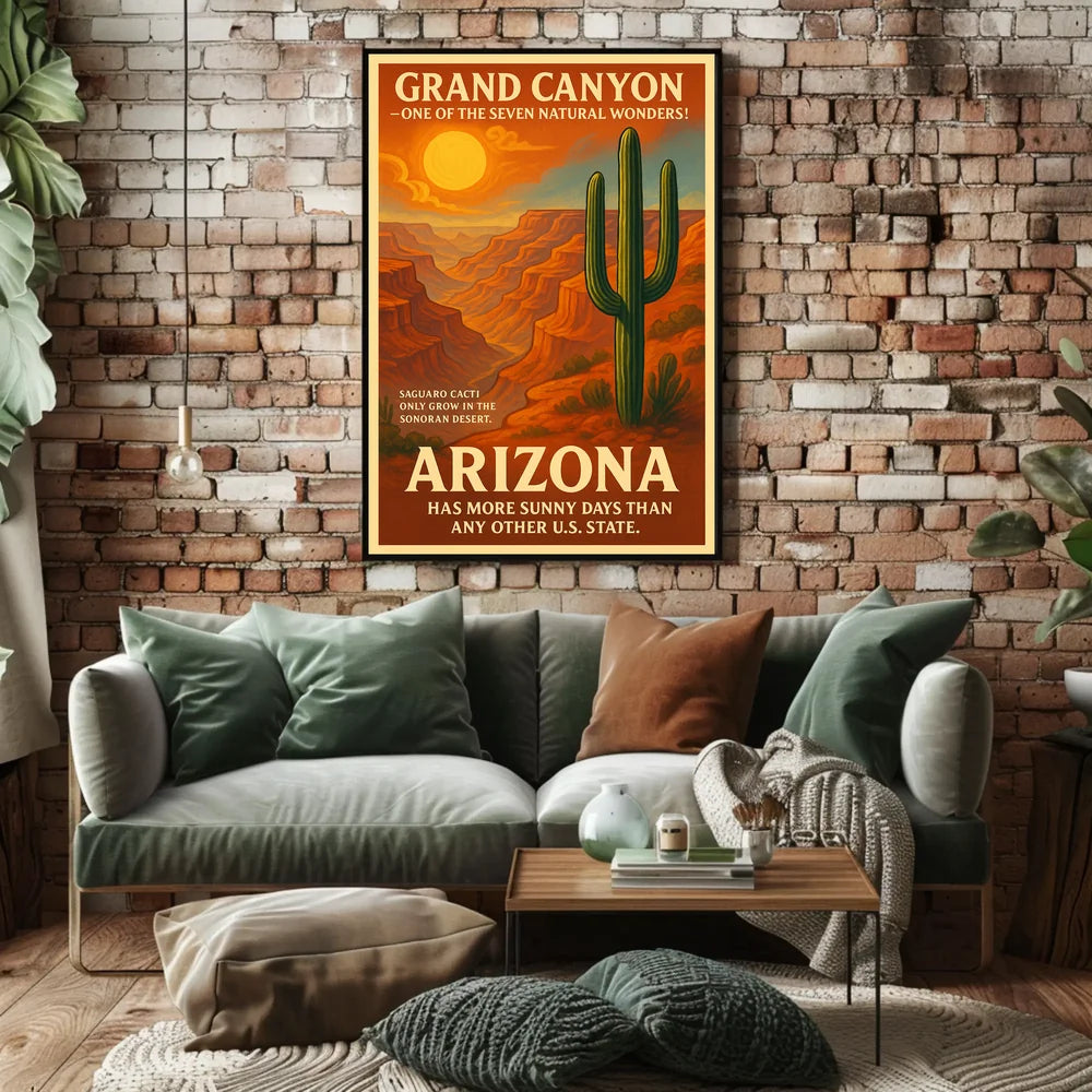 Grand Canyon Arizona Travel Vintage Illustration Poster