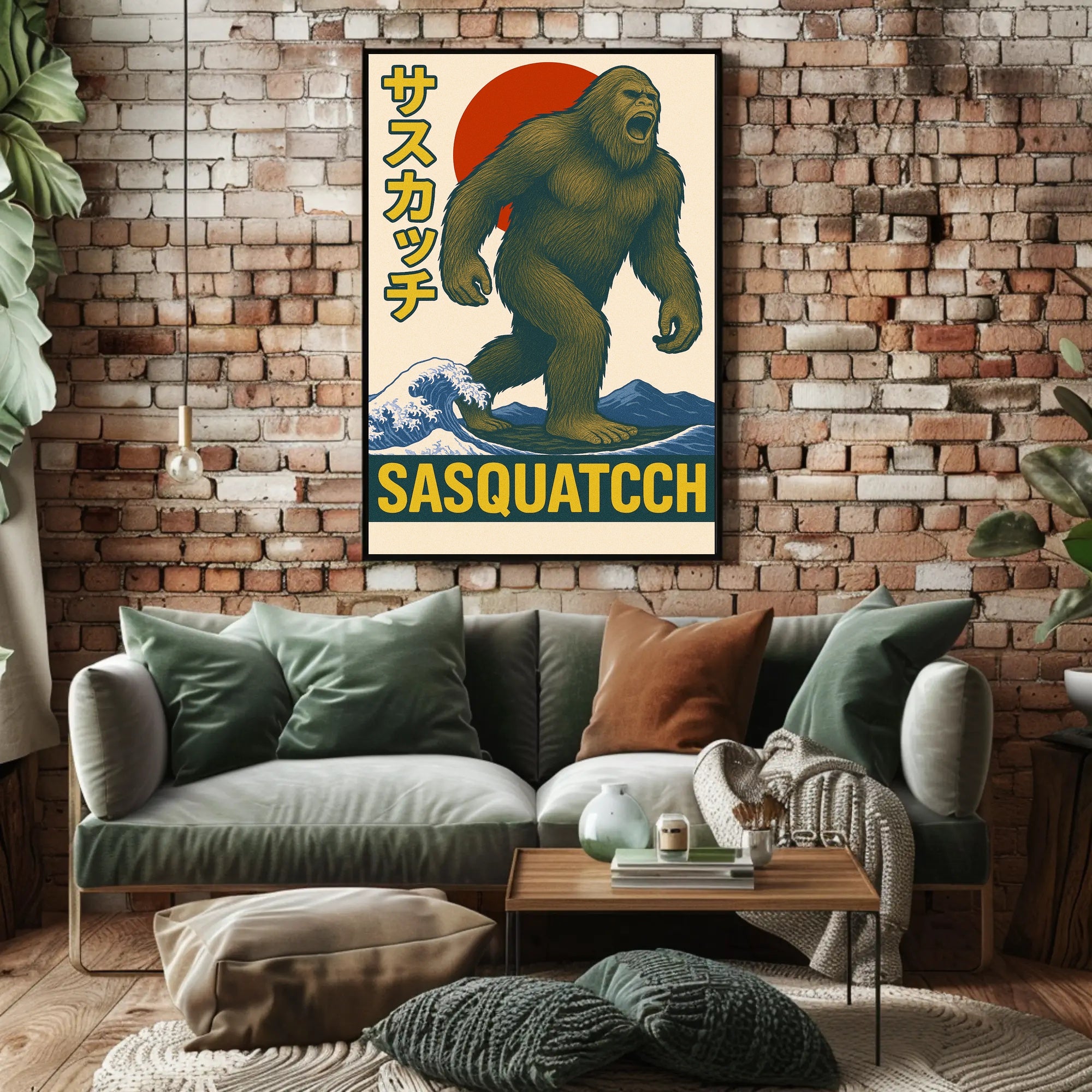 Sasquatch in Retro Style Poster PosterGoat