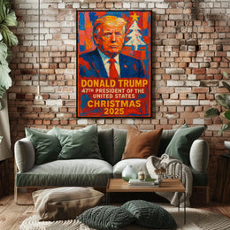 Stylized Presidential Portrait: Christmas 2025 Political Poster