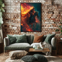 Fiery Knight Fantasy Adventure Poster PosterGoat