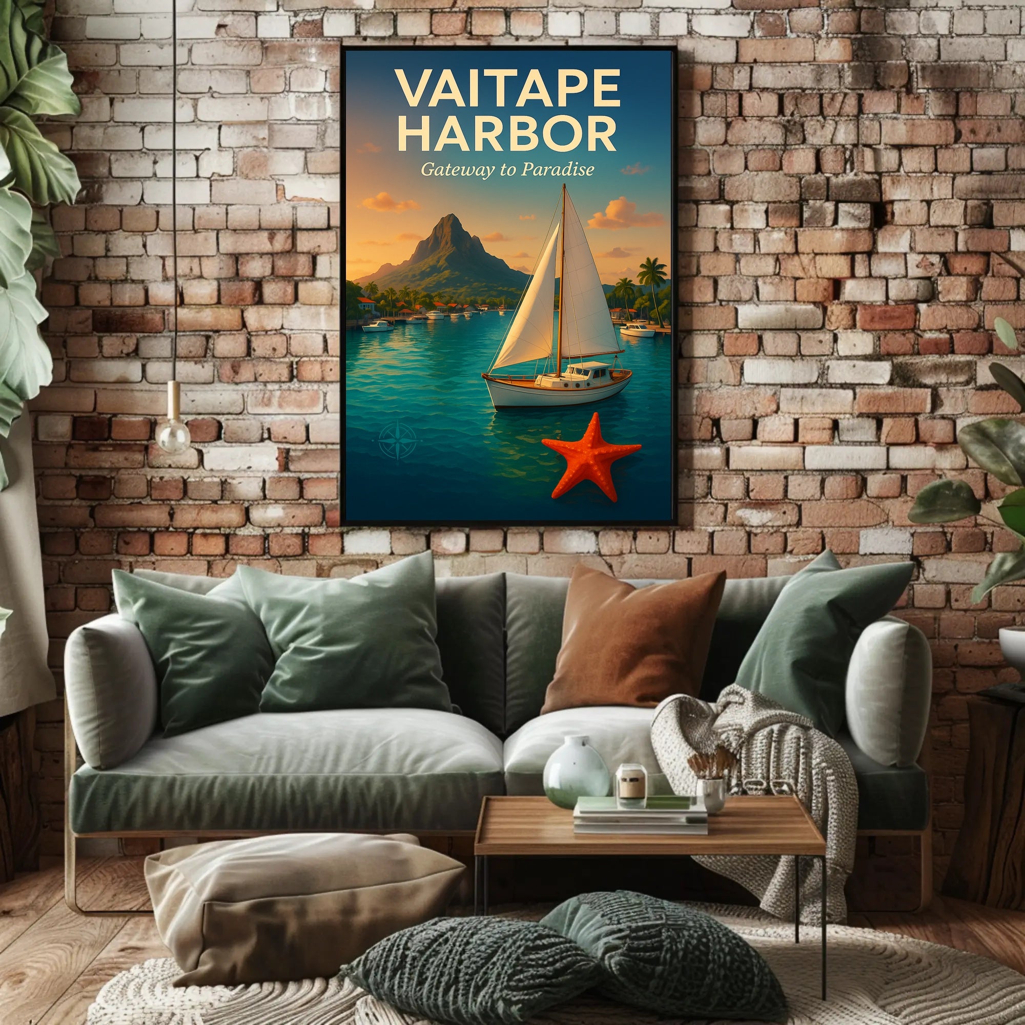 Vaitape Harbor Tropical Escape Travel Poster PosterGoat