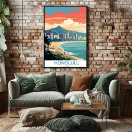 Honolulu Coastal Cityscape Art: Urban or Cityscape Poster