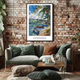 Honduras Coastal Serenity Watercolor Travel Poster PosterGoat
