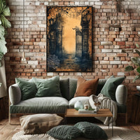 Dark Gothic Mansion Gate Horror Vintage Scene Artistic Poster