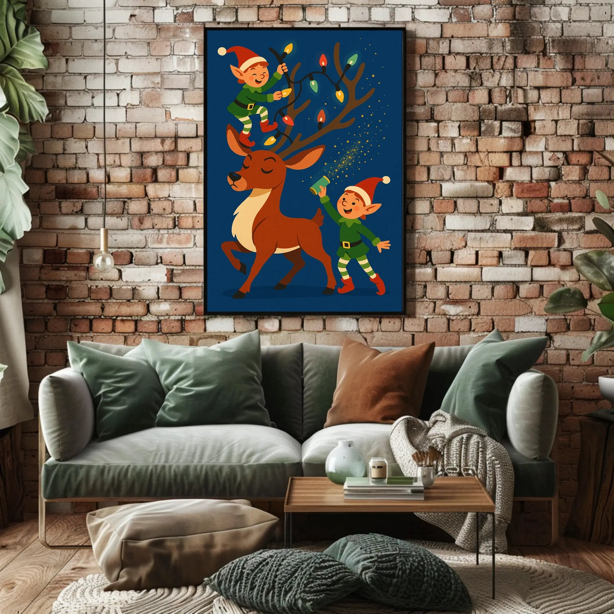 Holiday Cheer With Elves And Reindeer Poster