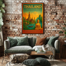 Thailand's Exotic Beauty Vintage Travel Poster