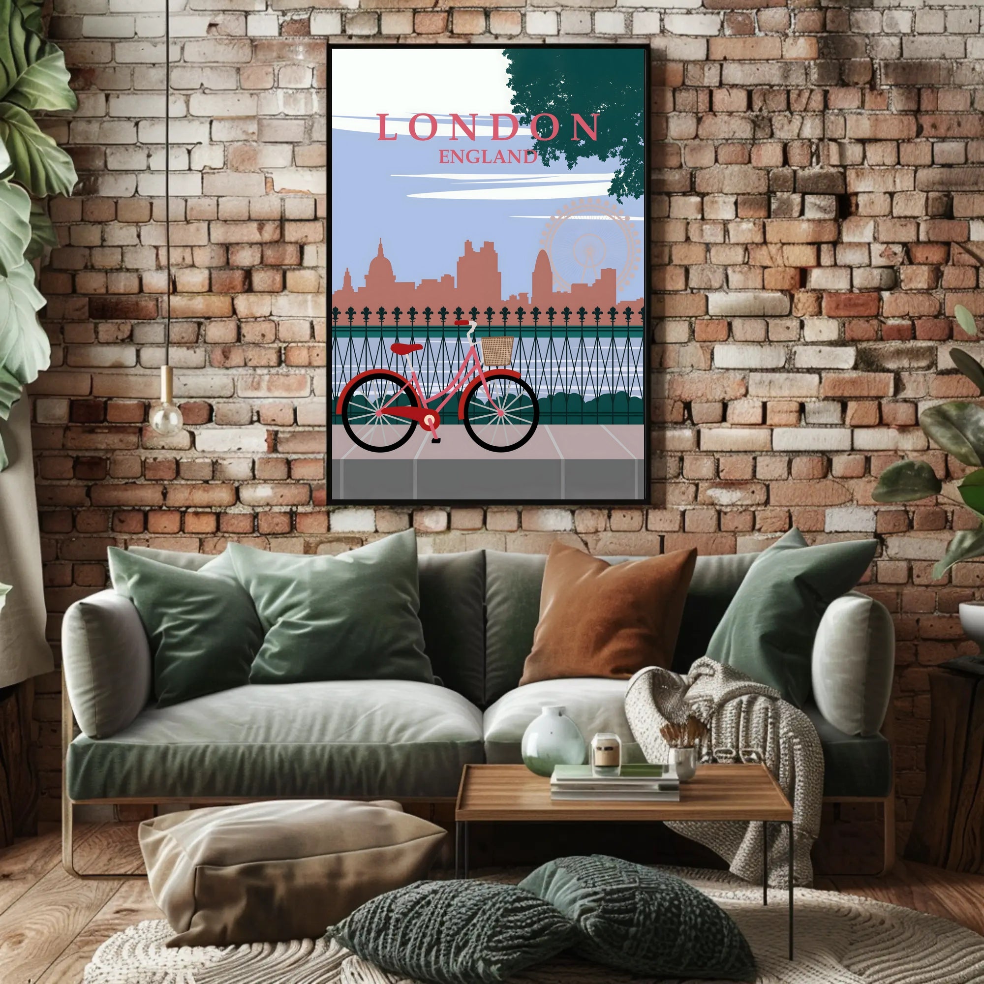 London Cityscape Silhouette: Bold Lettering Travel Poster