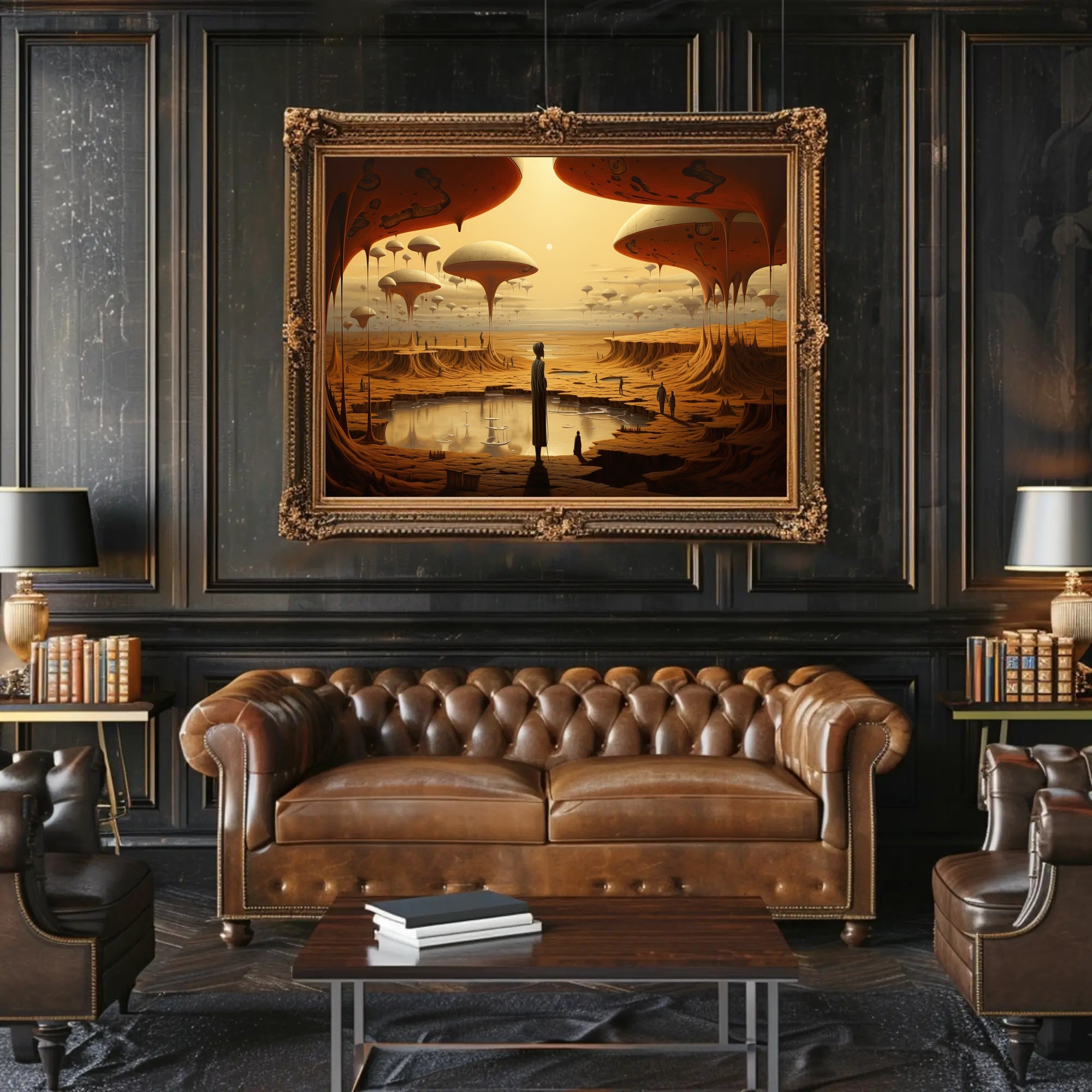 Surreal Alien Landscape Art Print Enhances Futuristic Sci-Fi Poster