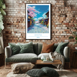 Kyoto Cherry Blossom Street Scene Travel Poster