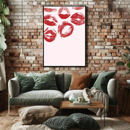 Romantic Red Kiss Marks Abstract or Artistic Poster PosterGoat
