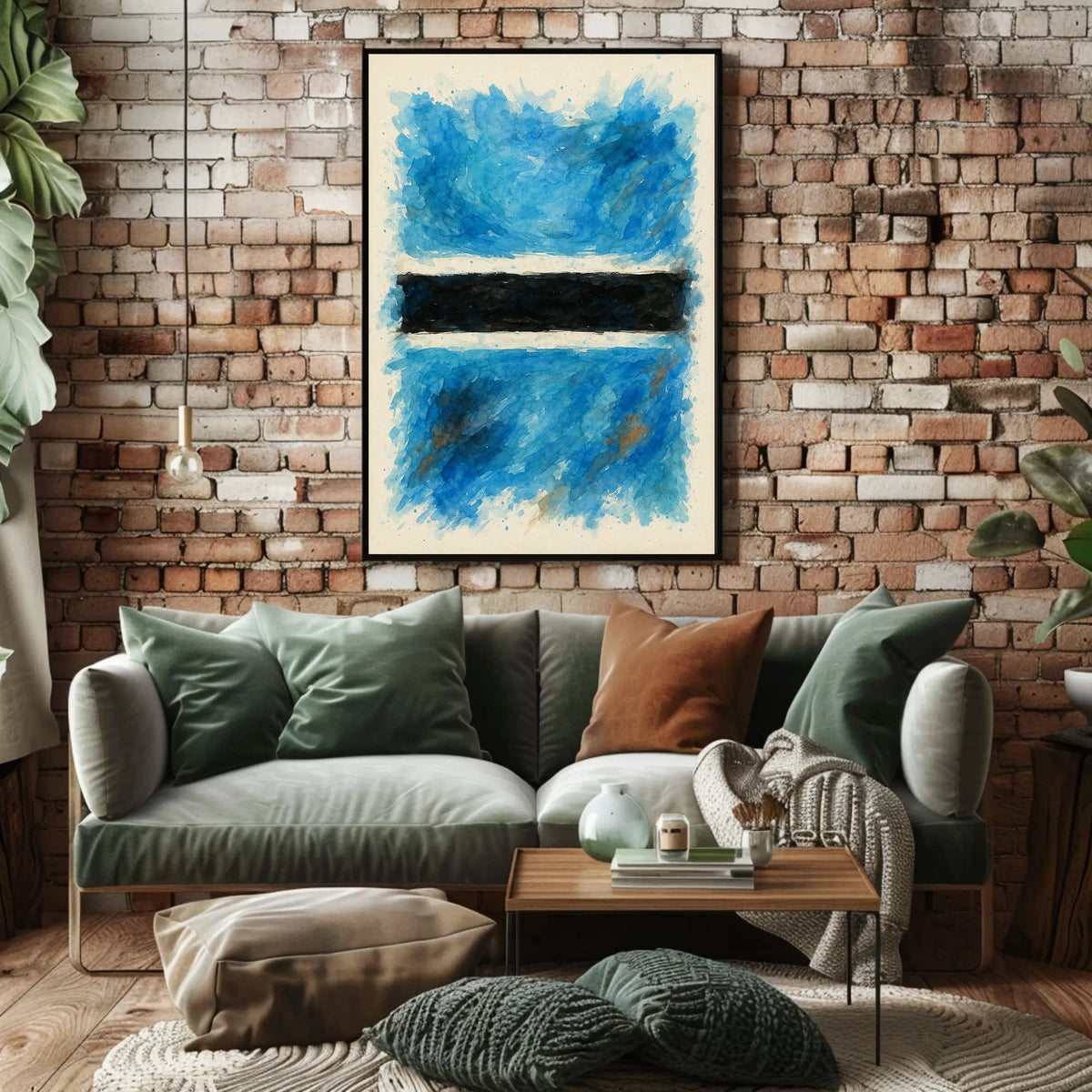 Abstract Blue And Black Composition Poster