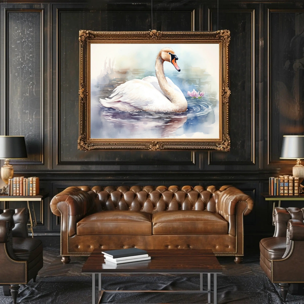 Tranquil Swan in Watercolor Poster