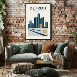 Detroit Cityscape Modern Industrial Urban Artwork Poster