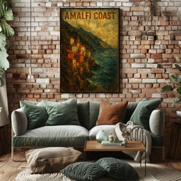 Amalfi Coast Poster Wall Art For Coastal Decor 18x24