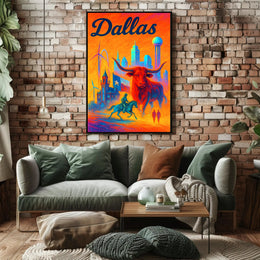 Dallas - Vibrant Cityscape Poster PosterGoat