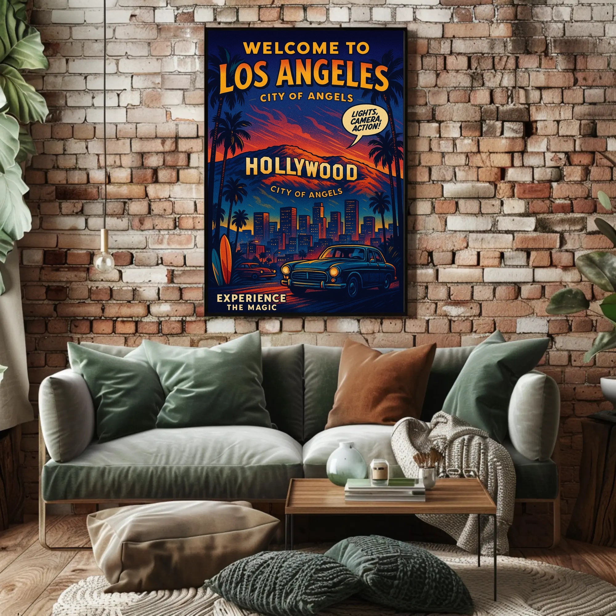 Los Angeles Retro Cityscape Travel Poster