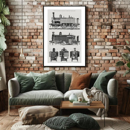 Vintage Locomotive Blueprint Poster PosterGoat