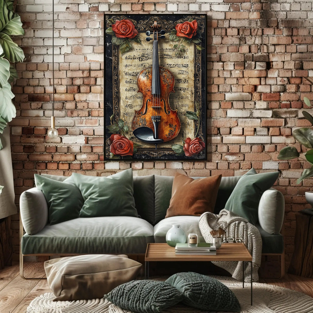 Artistic Violin Music Aged Sheet Background Poster
