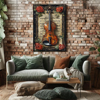 Artistic Violin Music Aged Sheet Background Poster