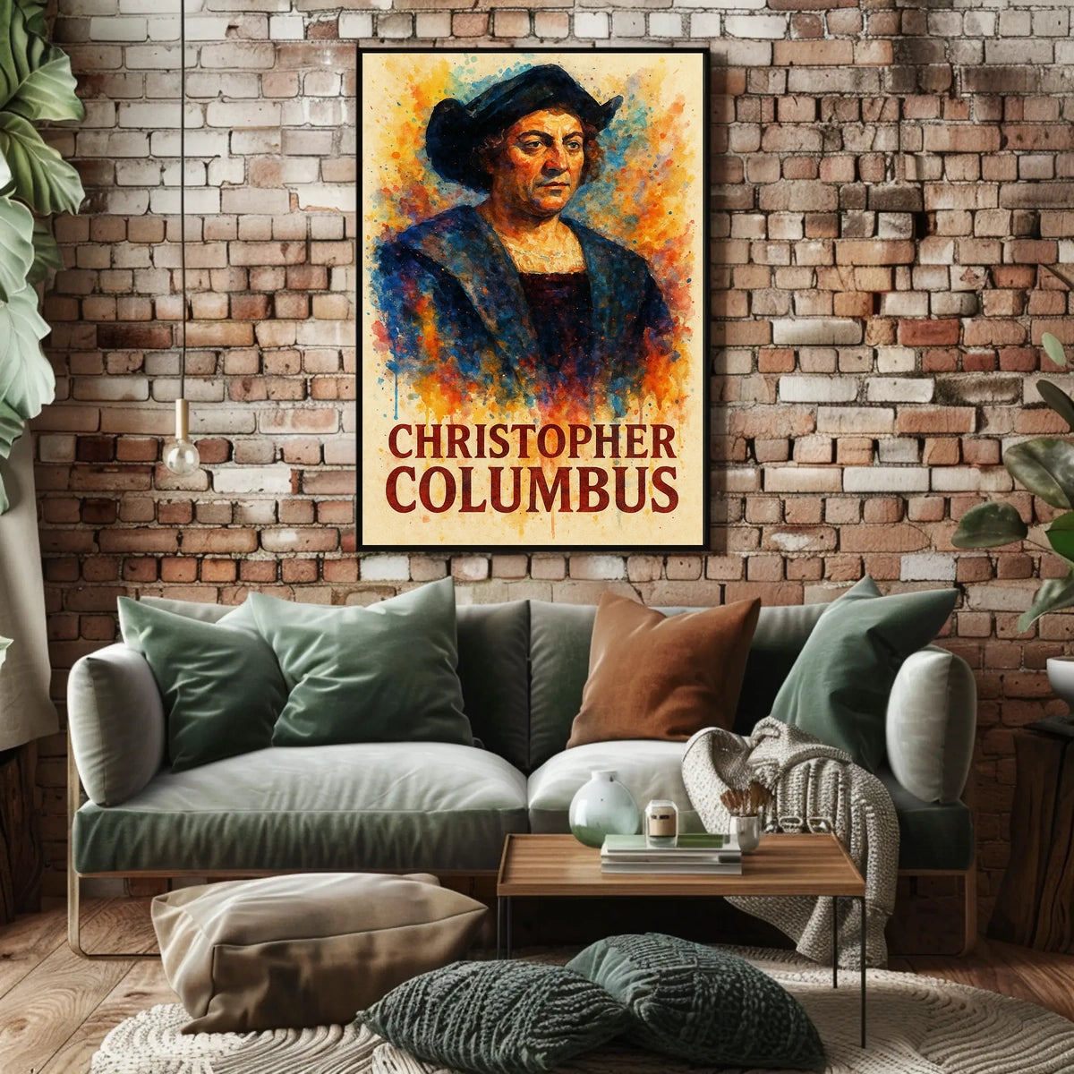 Christopher Columbus Watercolor Exploration Art Poster