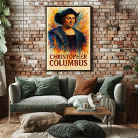 Christopher Columbus Watercolor Exploration Art Poster