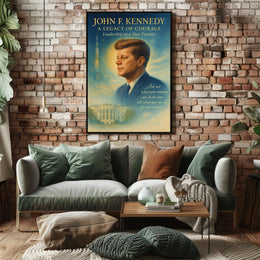 John F. Kennedy Inspirational Leadership Art Poster