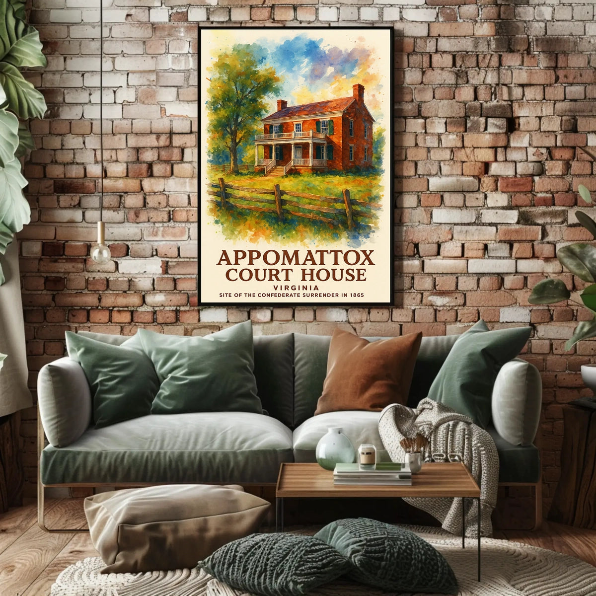 Appomattox Court House Historic Watercolor Poster Art