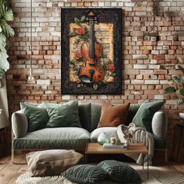 Classical Violin Sheet Music Cultural Poster
